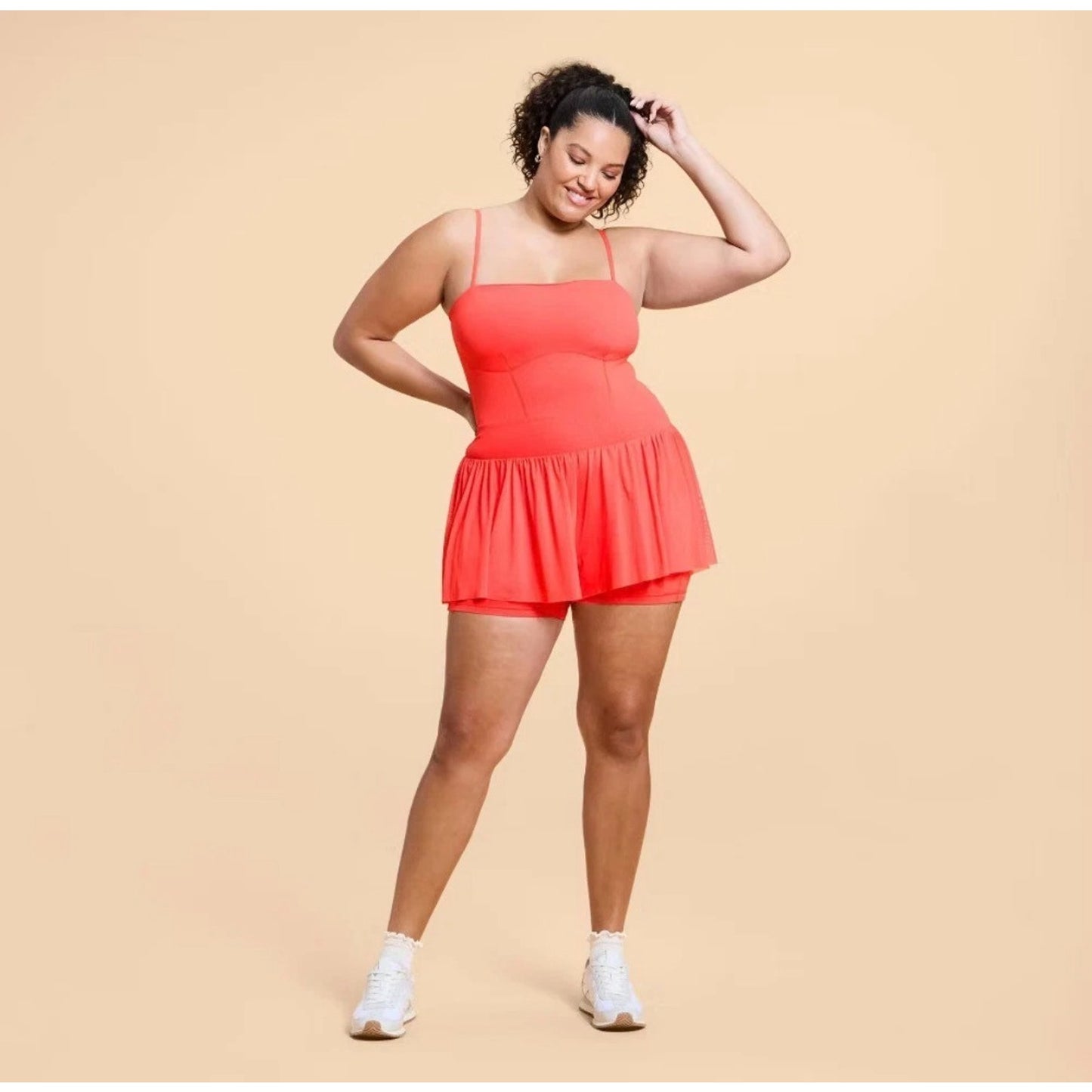 Blogilates Women's Barre Active Romper - Coral Red M