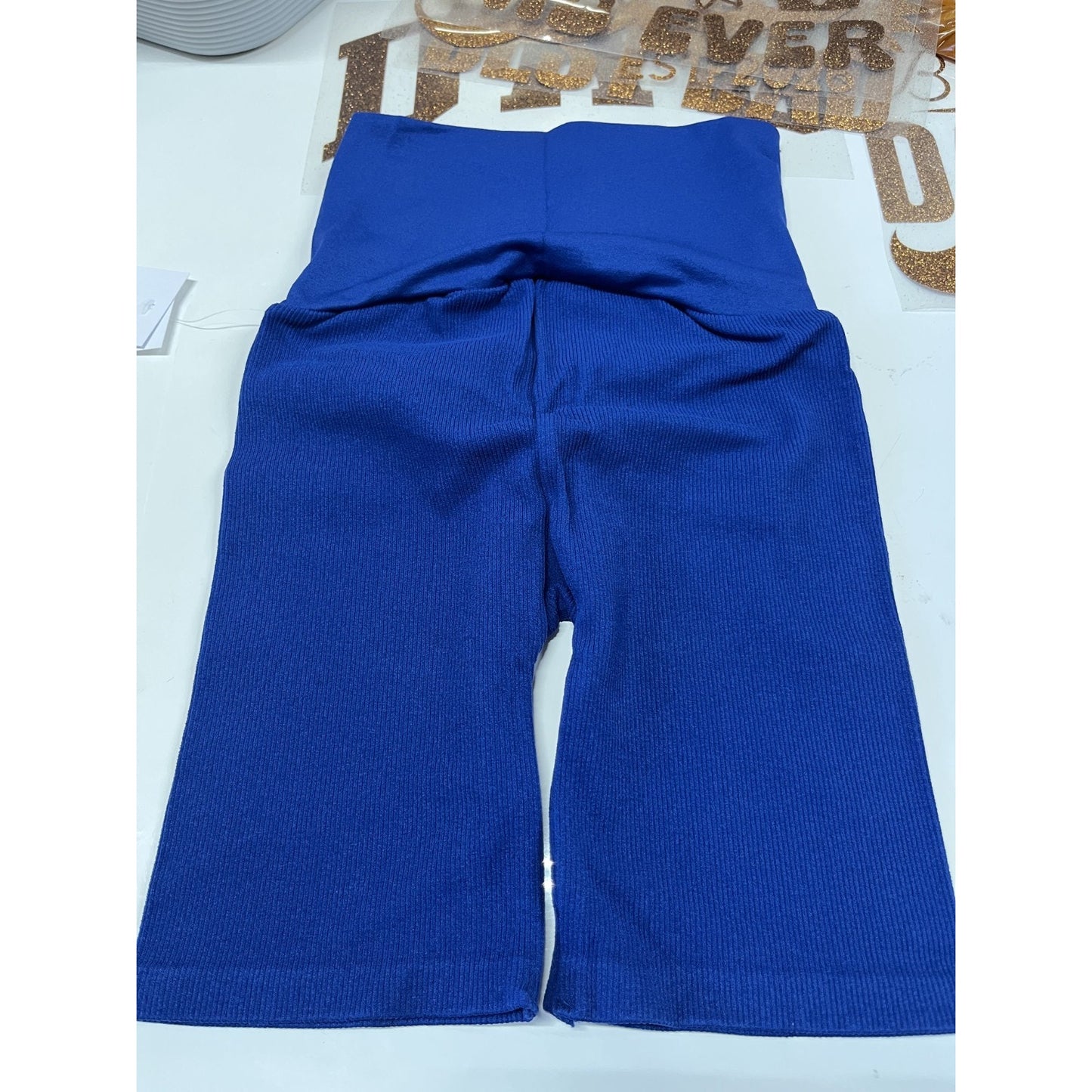 Ingrid & Isabel - Maternity Bike Shorts Seamless Ribbed Blue Size XS New