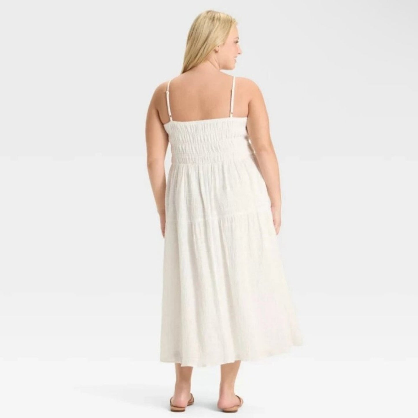 4X NWT Cream Smocked A-line Midi Dress Size 4X