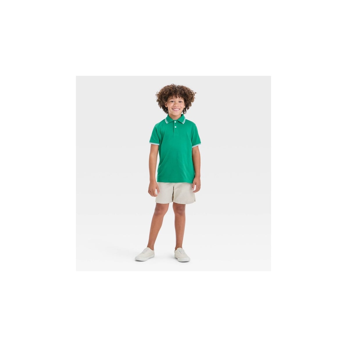 SET XS (4/5) Husky - Boys Short Sleeve Pique Polo Shirt - Cat Jack - Light Pink