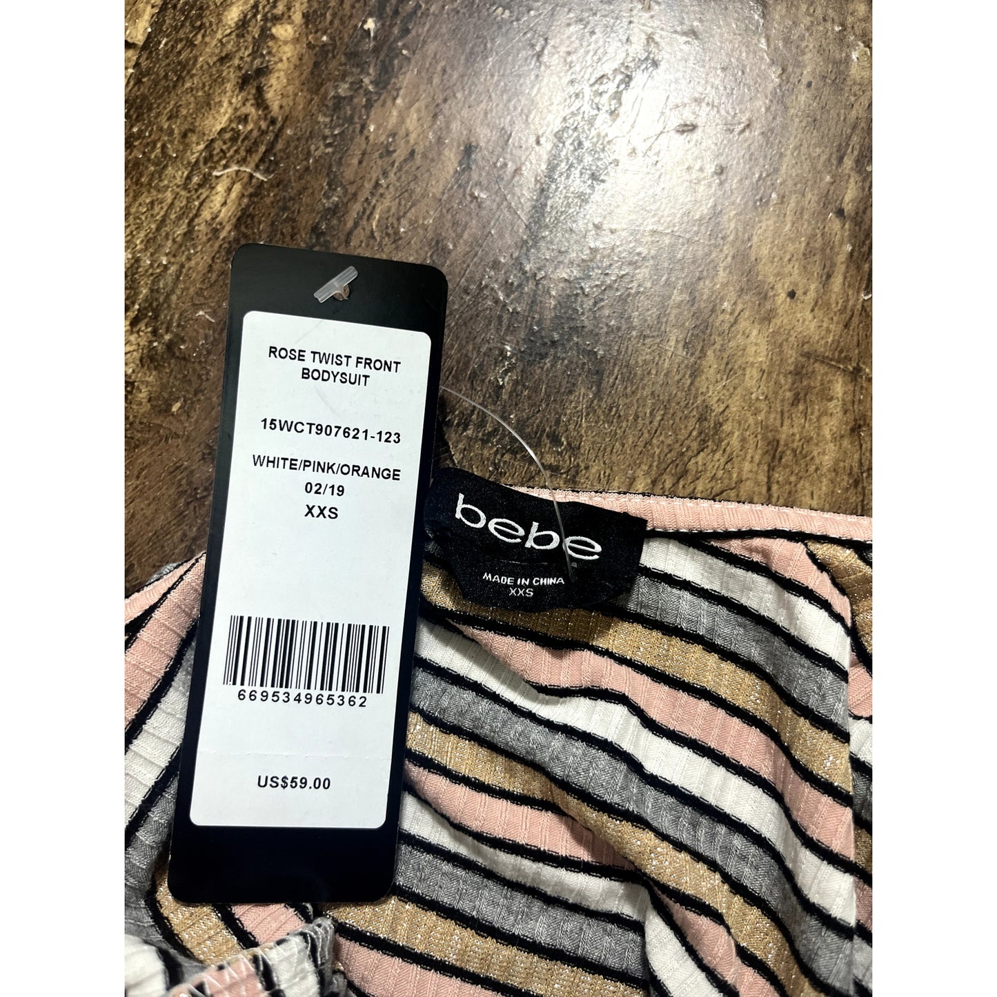 BEBE ROSE TWIST FRONT BODYSUIT XXS