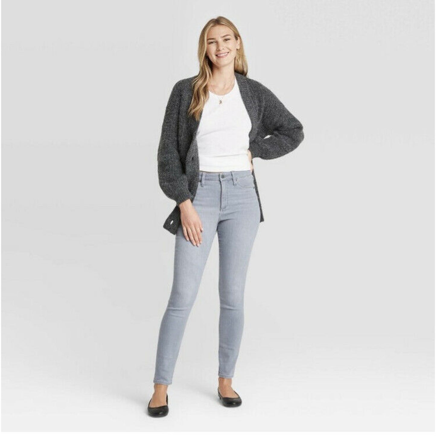 Women's High-Rise Skinny Jeans - universal Thread Gray new 10/30R