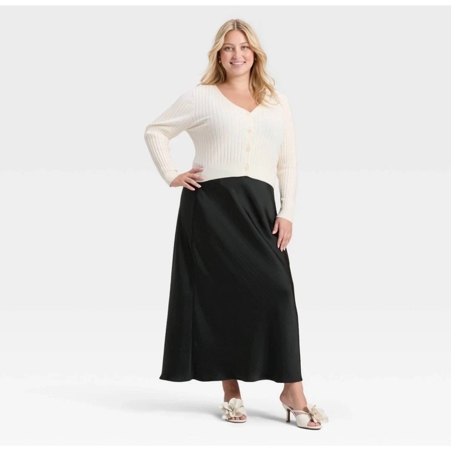 A New Day Women's Maxi Slip A-Line Skirt, Women's Plus Size 4X Black