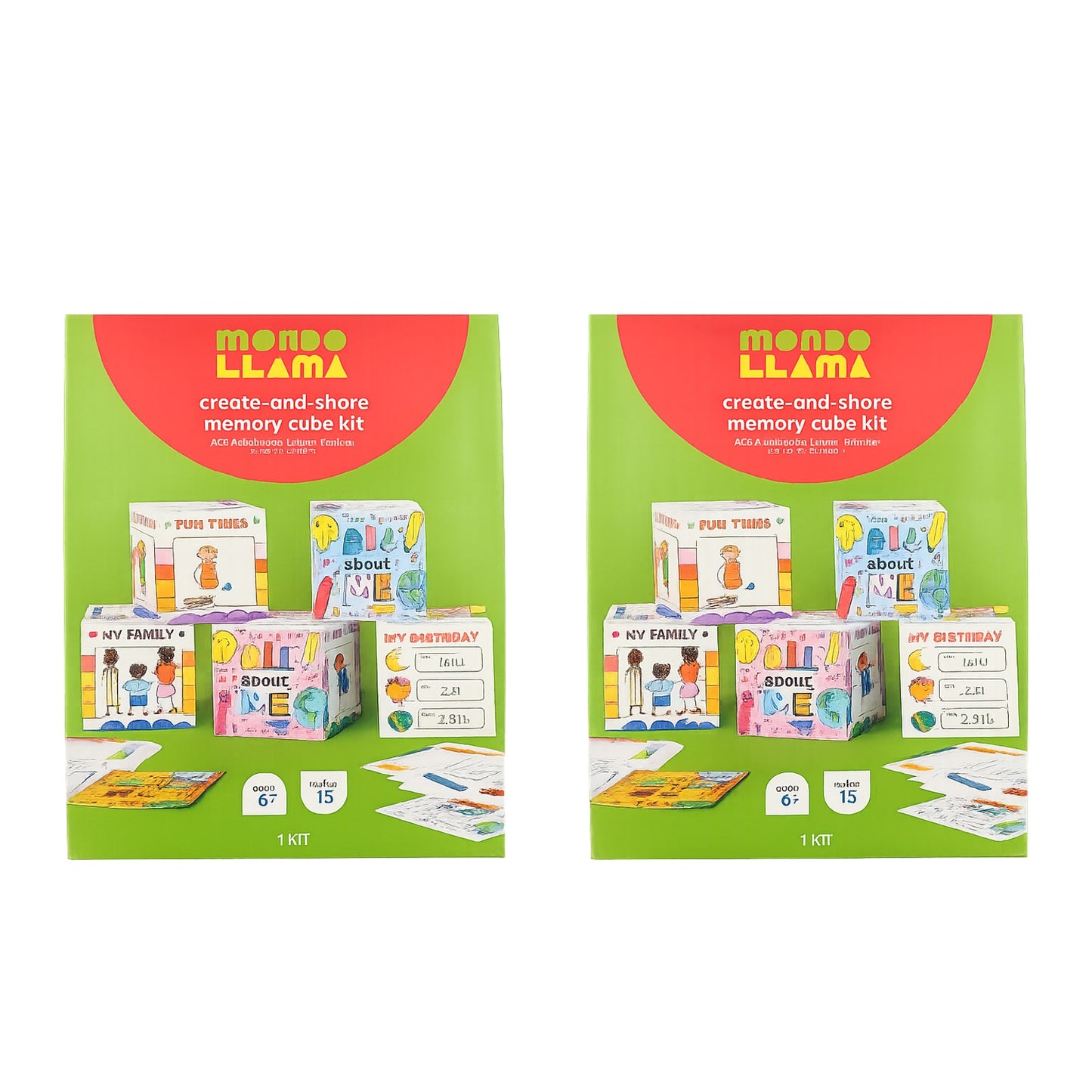 2 pk 15ct Classroom Craft About Me Photo Cubes Coloring Kit, Mondo Llama
