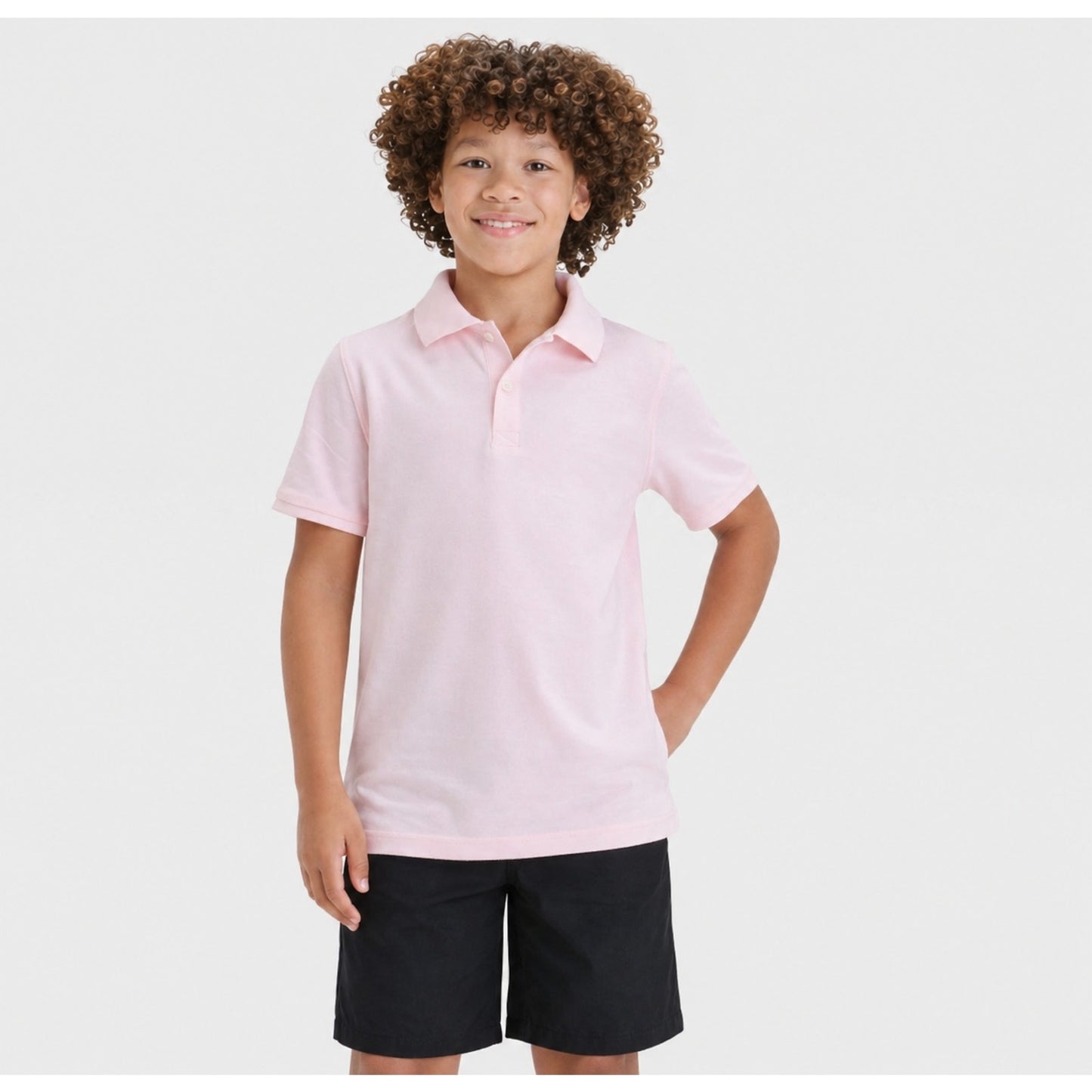 M Husky - Boys Short Sleeve Pique Polo Shirt - Cat Jack - Light Pink