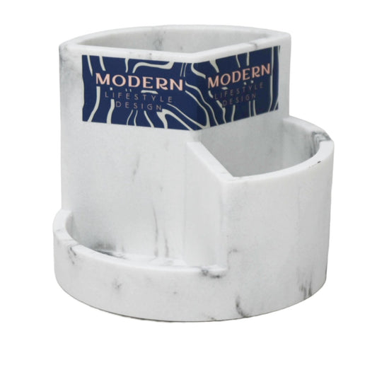 3 SECTION RESIN ORGANIZER WHITE MARBLE FINISH