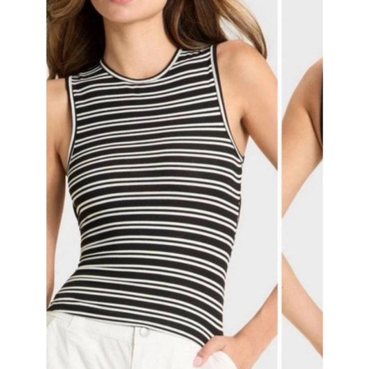 Wild Fable Women's Open Back Ribbed Tank Top  Black Striped XS