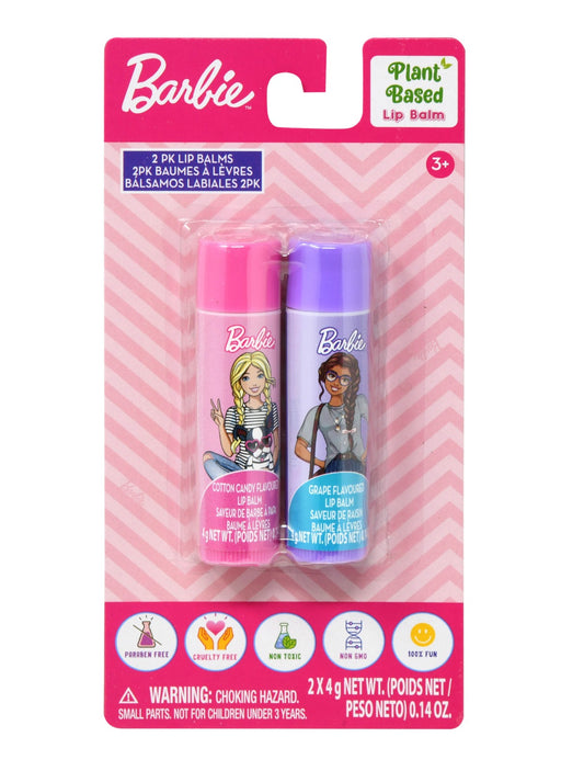 Barbie Lip Balm 2pk on Card Non Toxic, Plant Based, Paraben Free