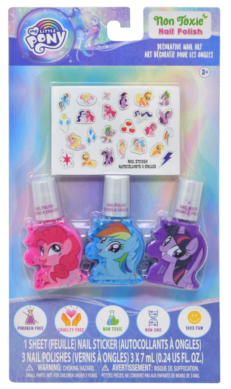 My Little Pony 3pk Nail Polish w/ Stickers on card