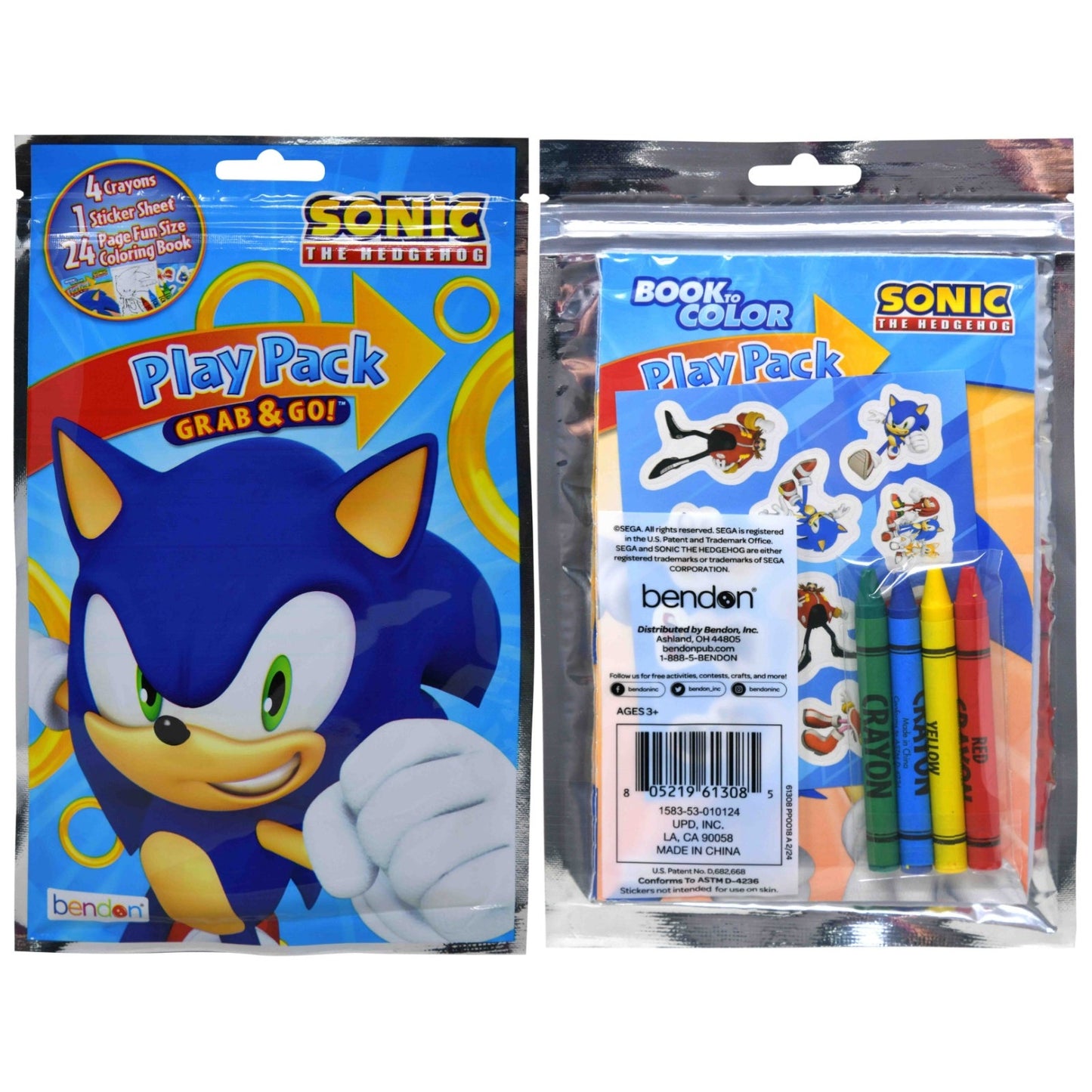 Sonic Grab n Go Play Pack 3pzs