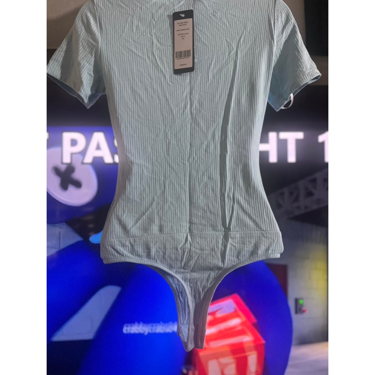 BEBE Autumn Piped Bodysuit Crystal Blue XXS