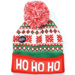 Reversible Sequins Ho Ho Ho with Pom Christmas Beanie OSFA
