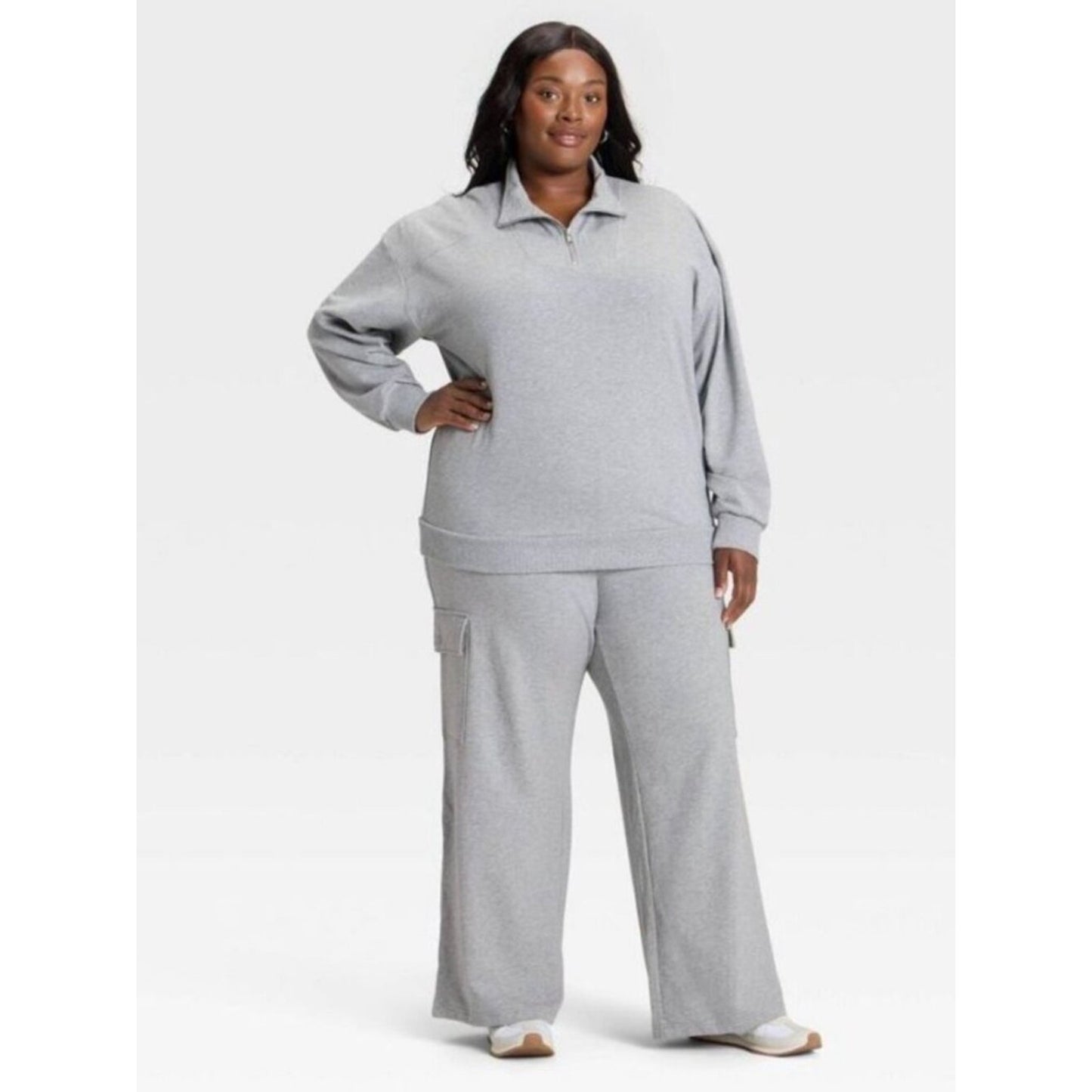 Ava & Viv - Women's French Terry Pullover Sweatshirt - Ava & V Gray 2XL