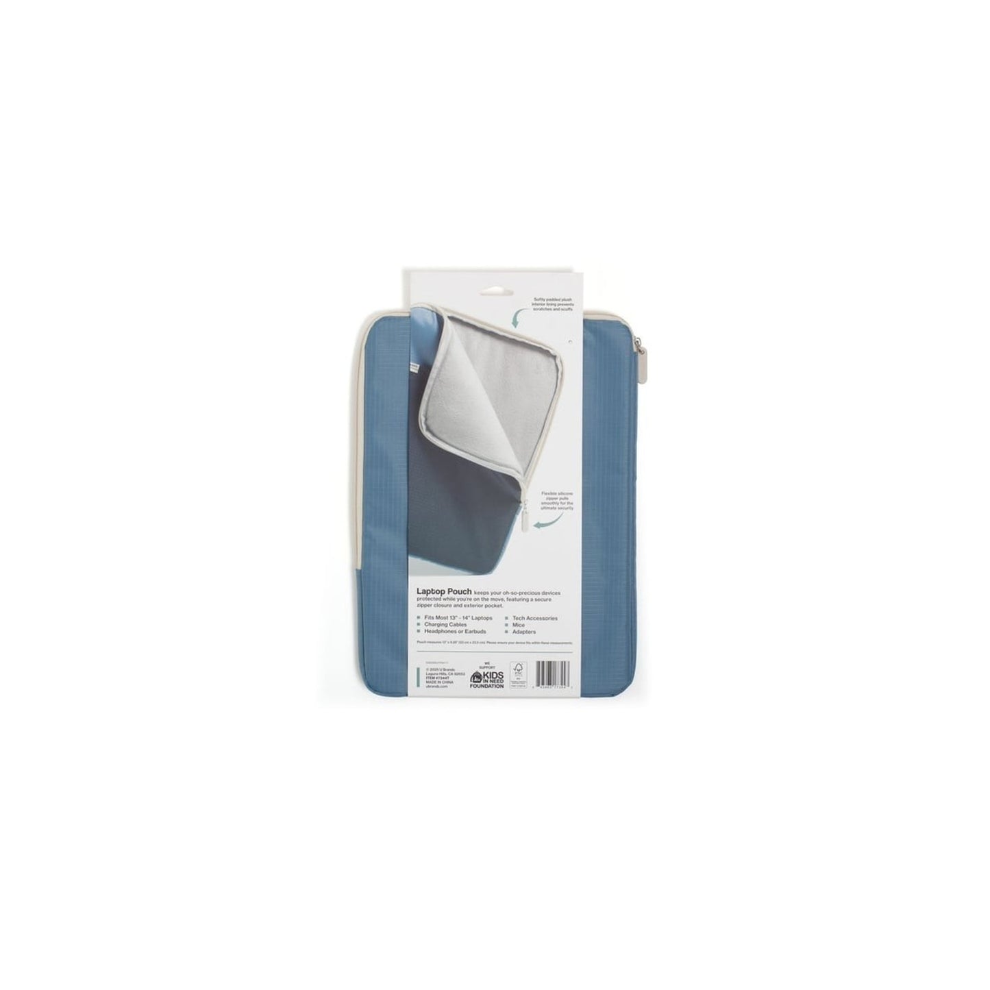 U Brands Blue Grid Patterned Laptop Pouch Up To 14 Inch Screen