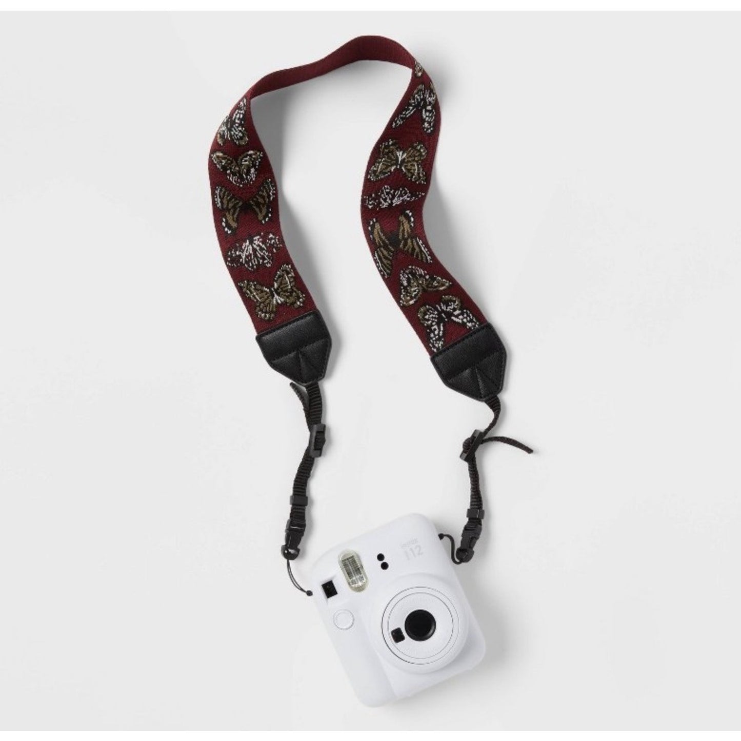 heyday Camera Strap – Dark Purple Butterfly Pattern – Adjustable – New