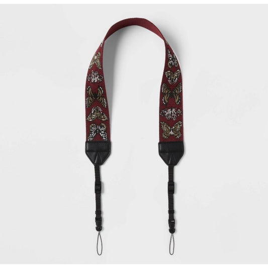 heyday Camera Strap – Dark Purple Butterfly Pattern – Adjustable – New