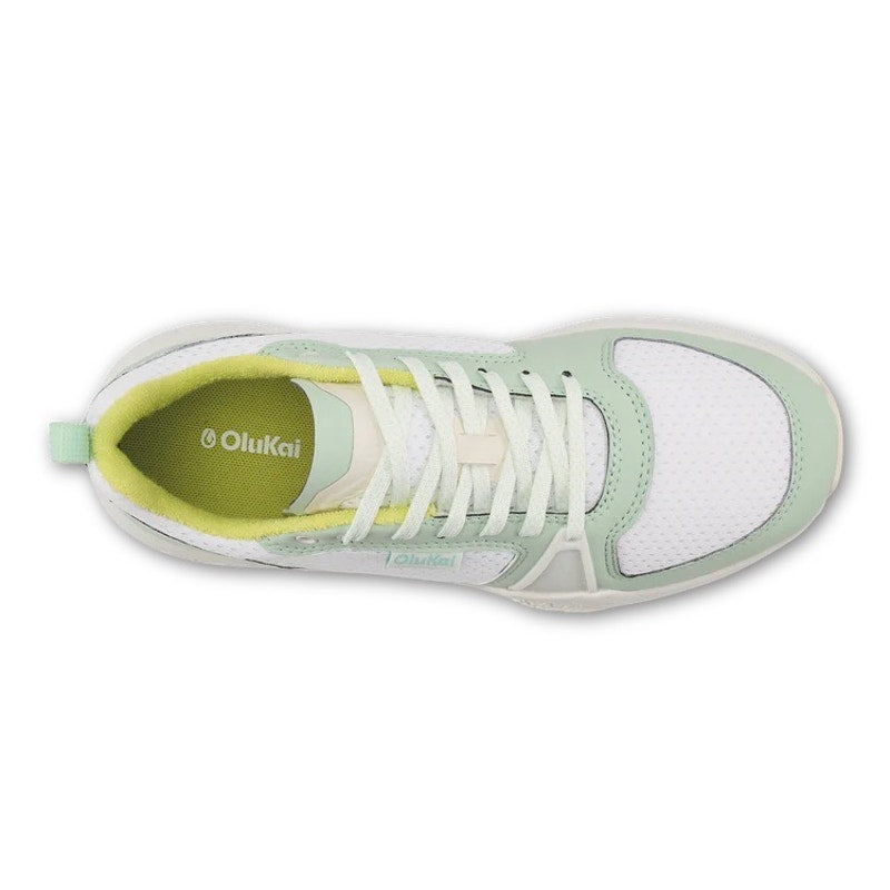 Women's Olukai Anau Pickleball Shoes Color: Bright White / Pale Mint 9