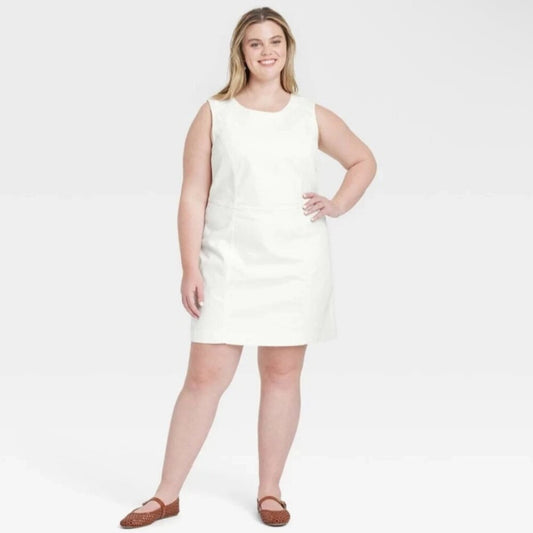 NWT White Sleeveless Denim Mini Dress Size 24