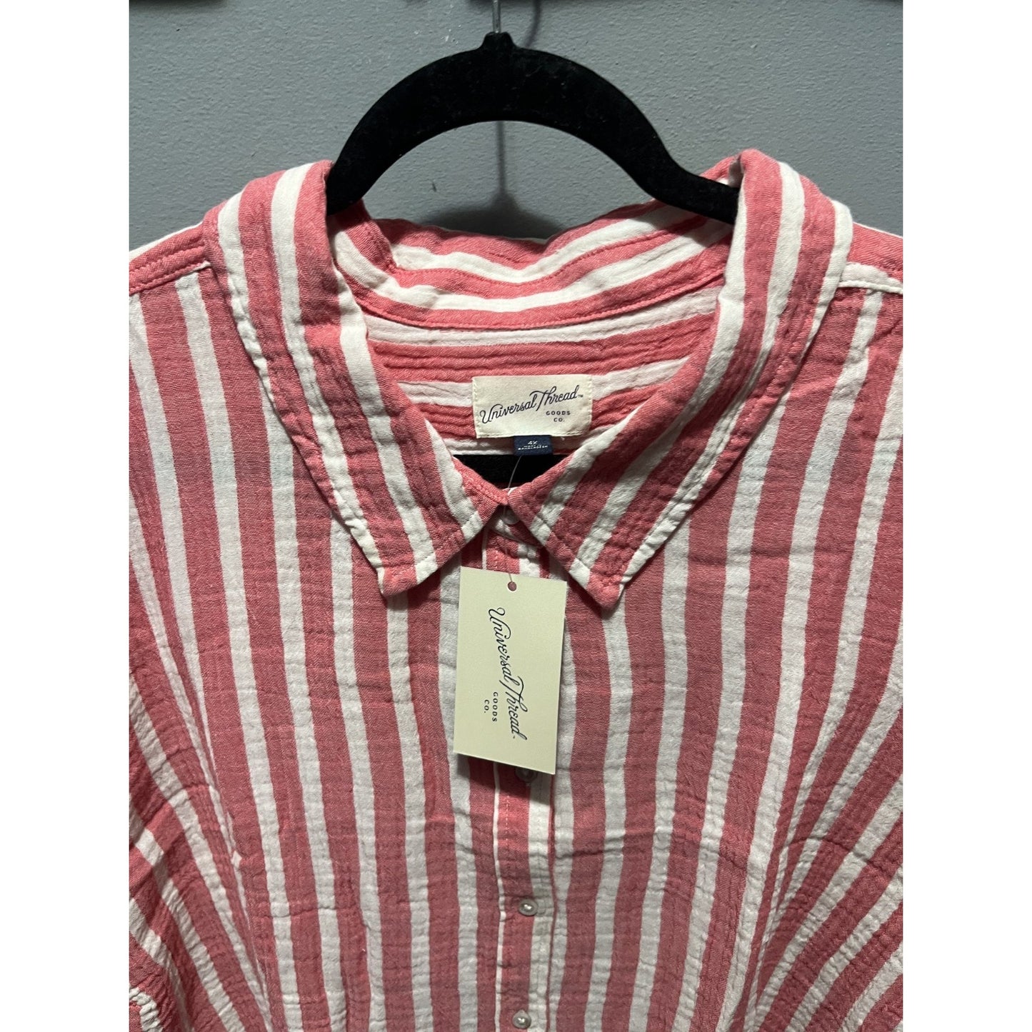 Universal Thread Pink & White Striped Boyfriend Button Down Shirt 4X NWT