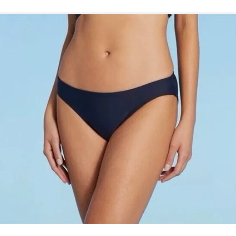 PK3 Kona Sol Women's Classic High Coverage Hipster Bikini Bottom Navy Blue S 4-6