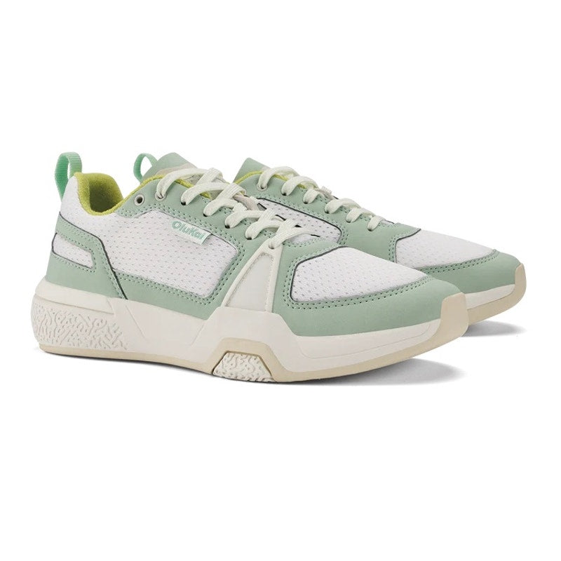 Women's Olukai Anau Pickleball Shoes Color: Bright White / Pale Mint 9