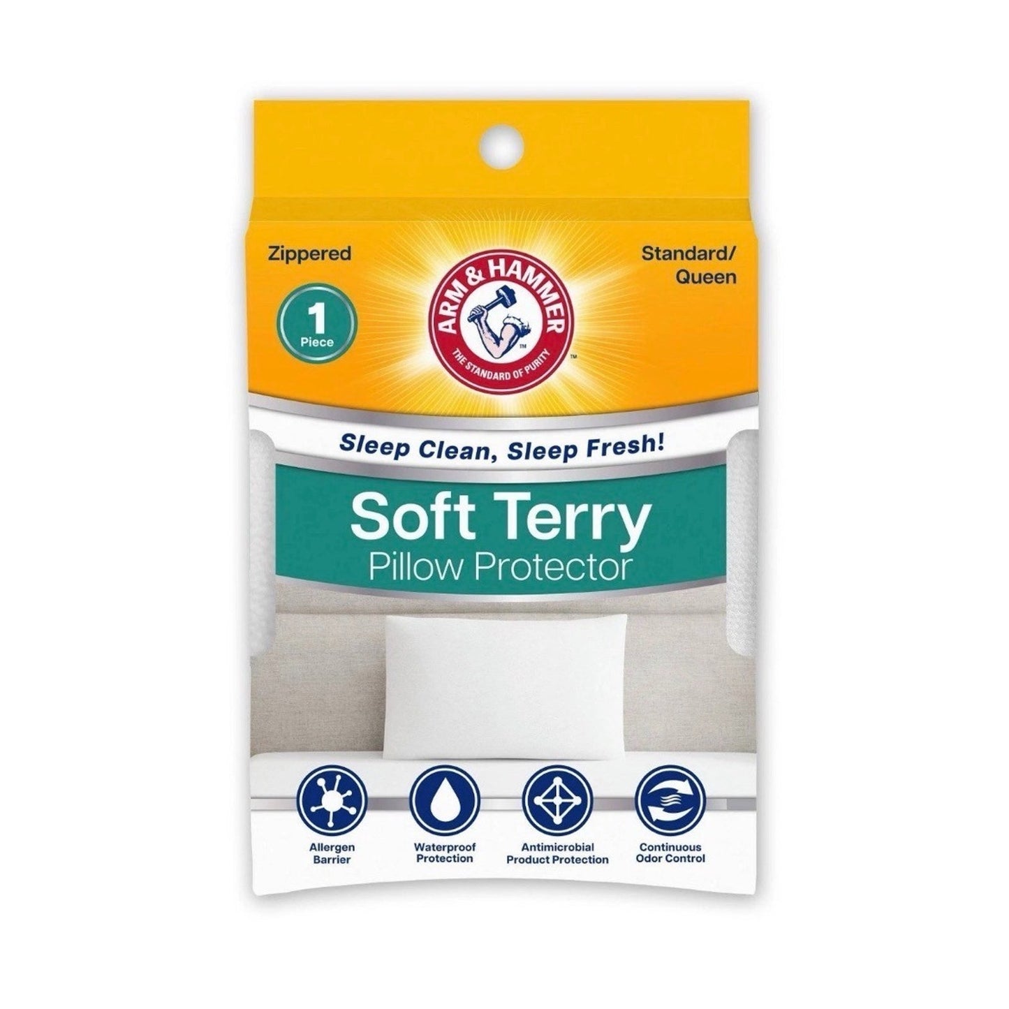 Pack 4 Arm & Hammer Standard/Queen Soft Terry Pillow Protector