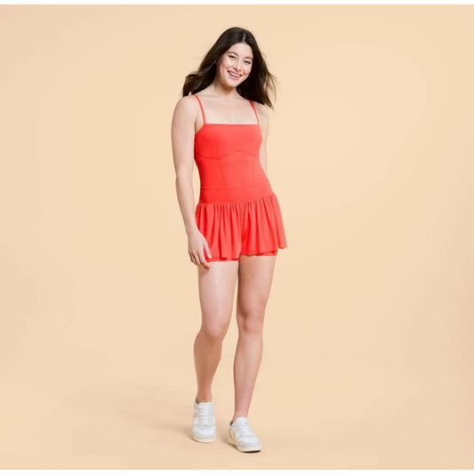 Blogilates Women's Barre Active Romper - Coral Red M