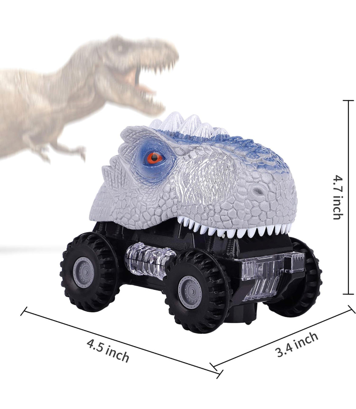 Figoal - Paquete de 3 autos de dinosaurio con luz LED, sonido de dino, juguetes de automóvil, regalos de automóviles, vehículos de animales para niños y niñas