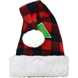 Buffalo Plaid Sleep Cap Fleece Christmas Santa Hat