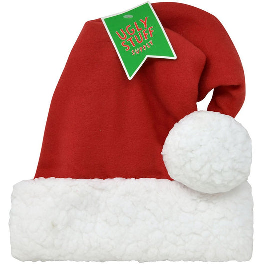 Red Sleep Cap Fleece Christmas Santa Hat