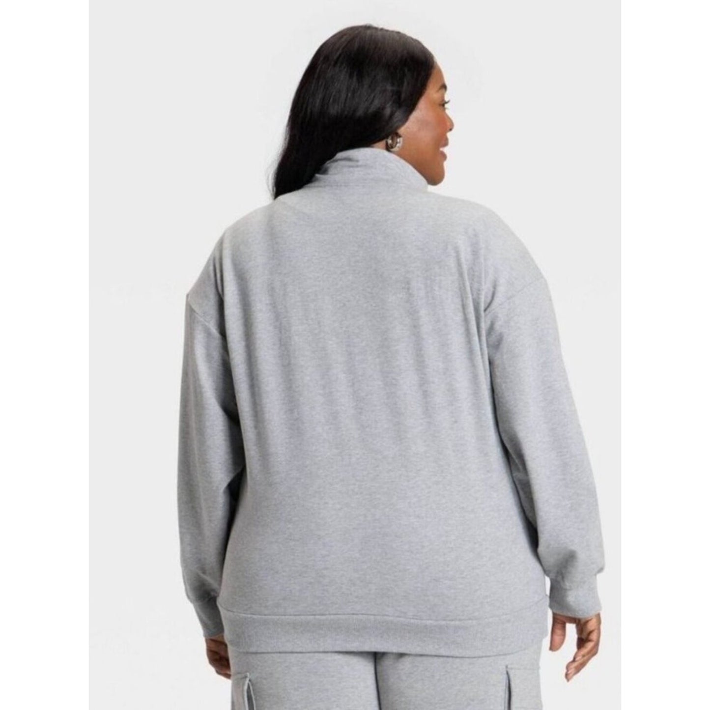 Ava & Viv - Women's French Terry Pullover Sweatshirt - Ava & V Gray 1XL
