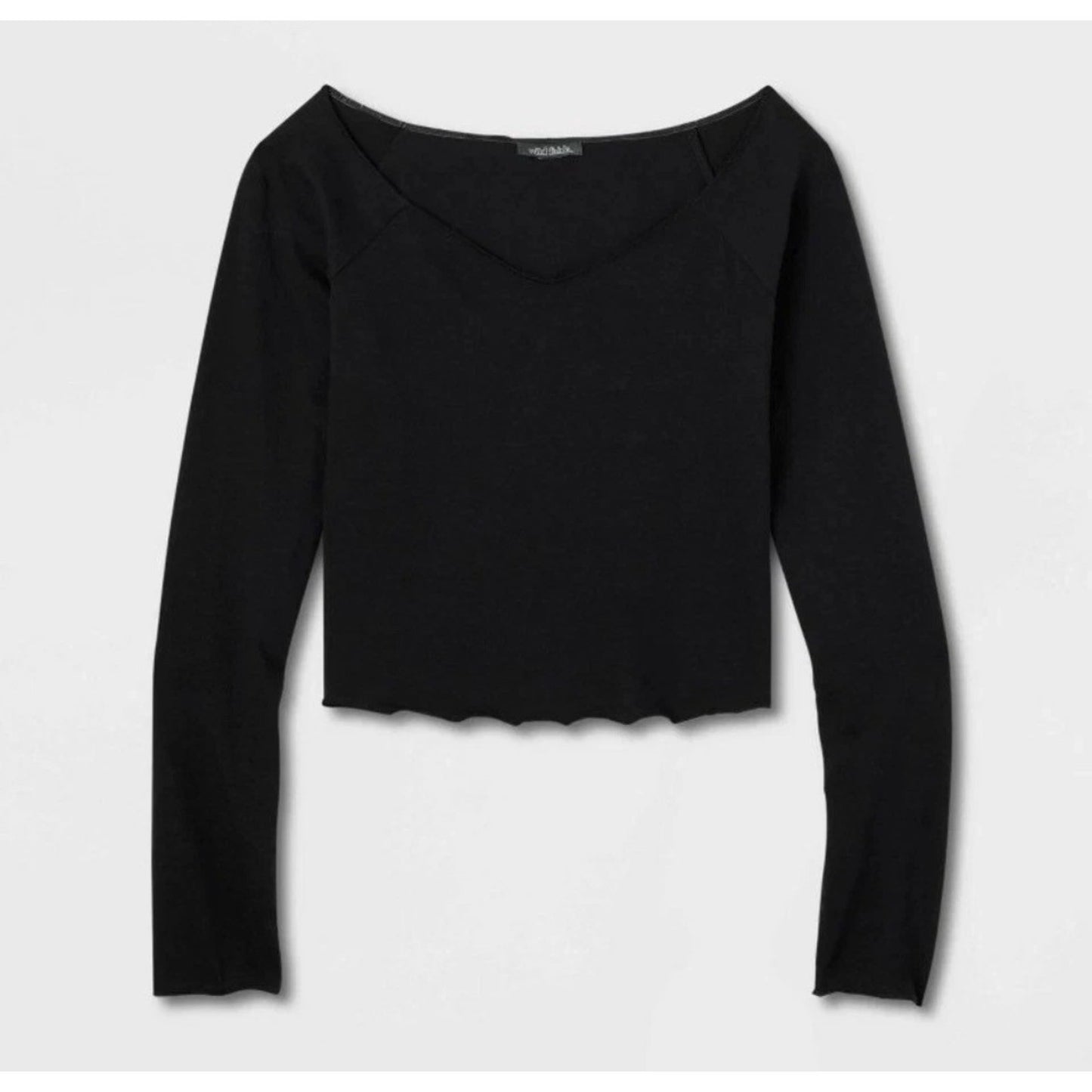 6 Pack Wild Fable Women's Long Sleeve T-Shirt Black, Size small, Cropped
