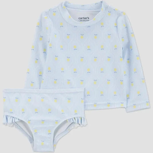 NEW Baby Girls Carter’s Long Sleeve Rash Guard Swimsuit Set Size 18M