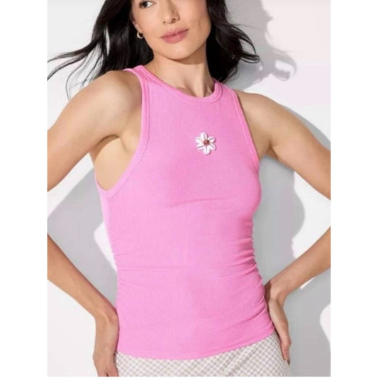 T36 NWT Wild Fable High Neck Ribbed Ruched Seashell‎ Tank Top - XXS
