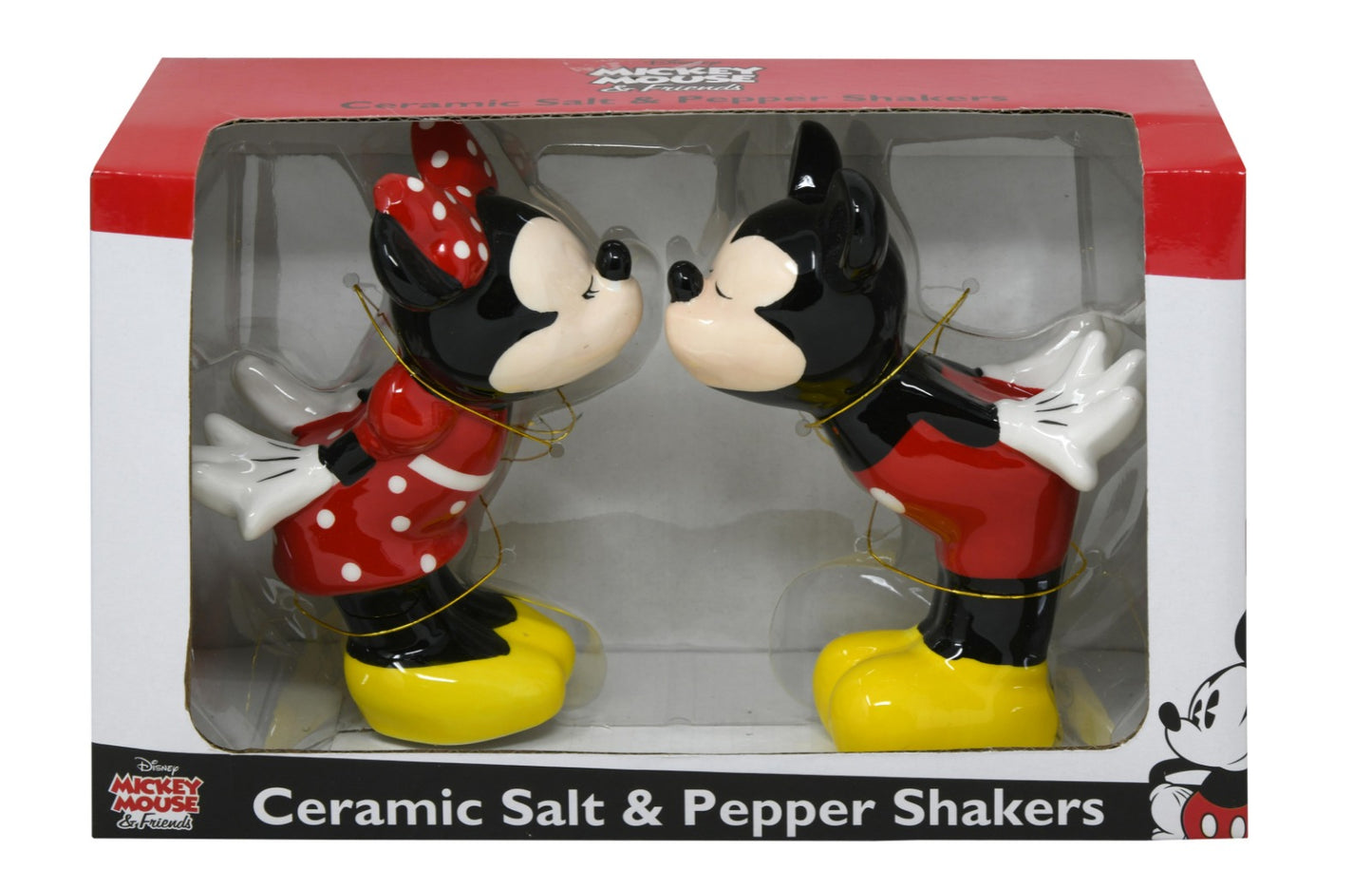 Mickey & Minnie Ceramic Figural Salt & Pepper Shakers in Box