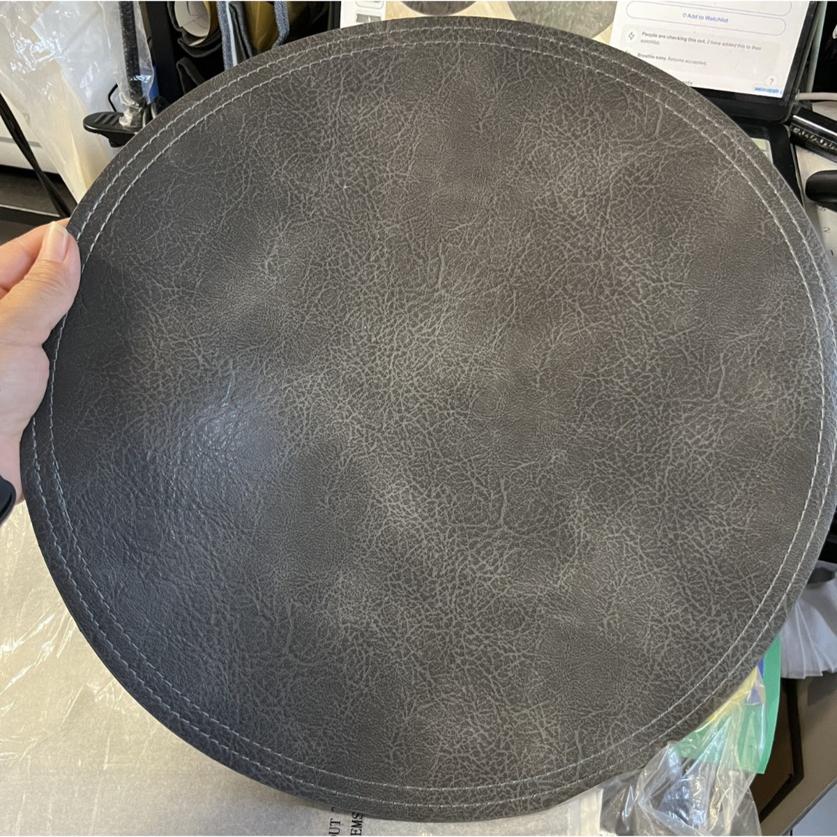 Threshold Lot of 6 Faux Leather Chargers - Navy - 15" Diameter - Placemats NEW
