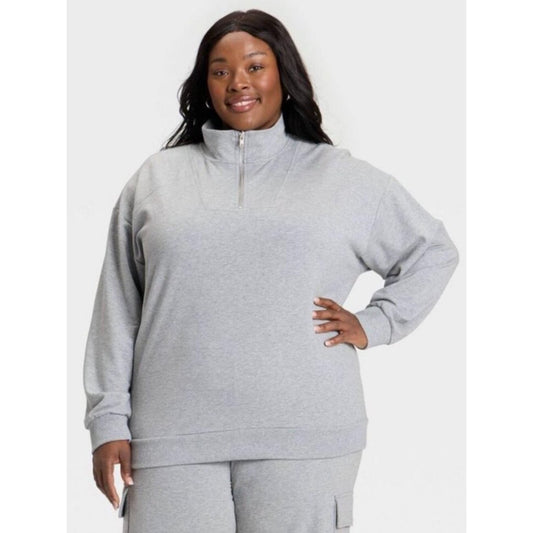 Ava & Viv - Women's French Terry Pullover Sweatshirt - Ava & V Gray 1XL
