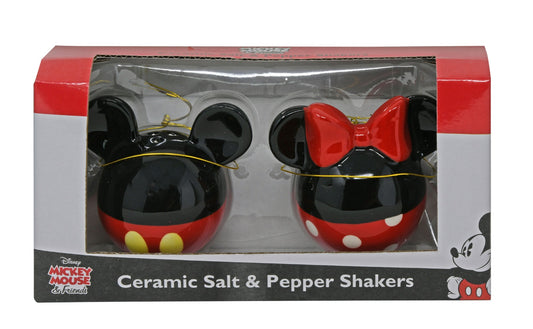 Mickey & Minnie Ceramic Head Shaped Salt & Pepper Shakers in Box