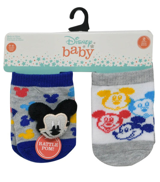 Disney Baby Rattle 2 Pk Pom Rainbow Socks