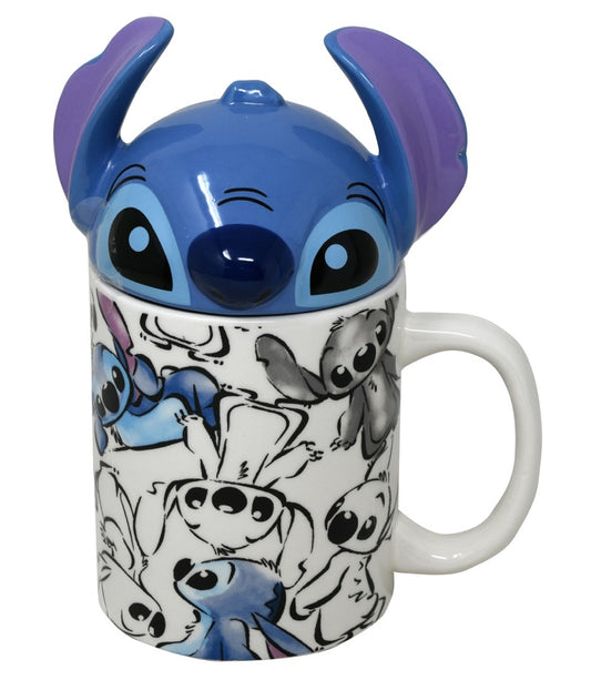 Stitch 17oz Ceramic Covered Mug with Figural Lid