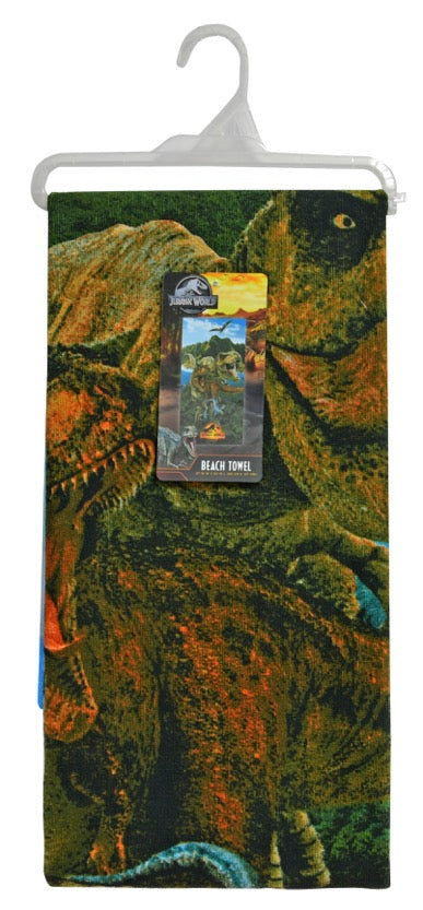 Jurassic Microfiber Beach Towel 27x54" on Hanger with Hangtag