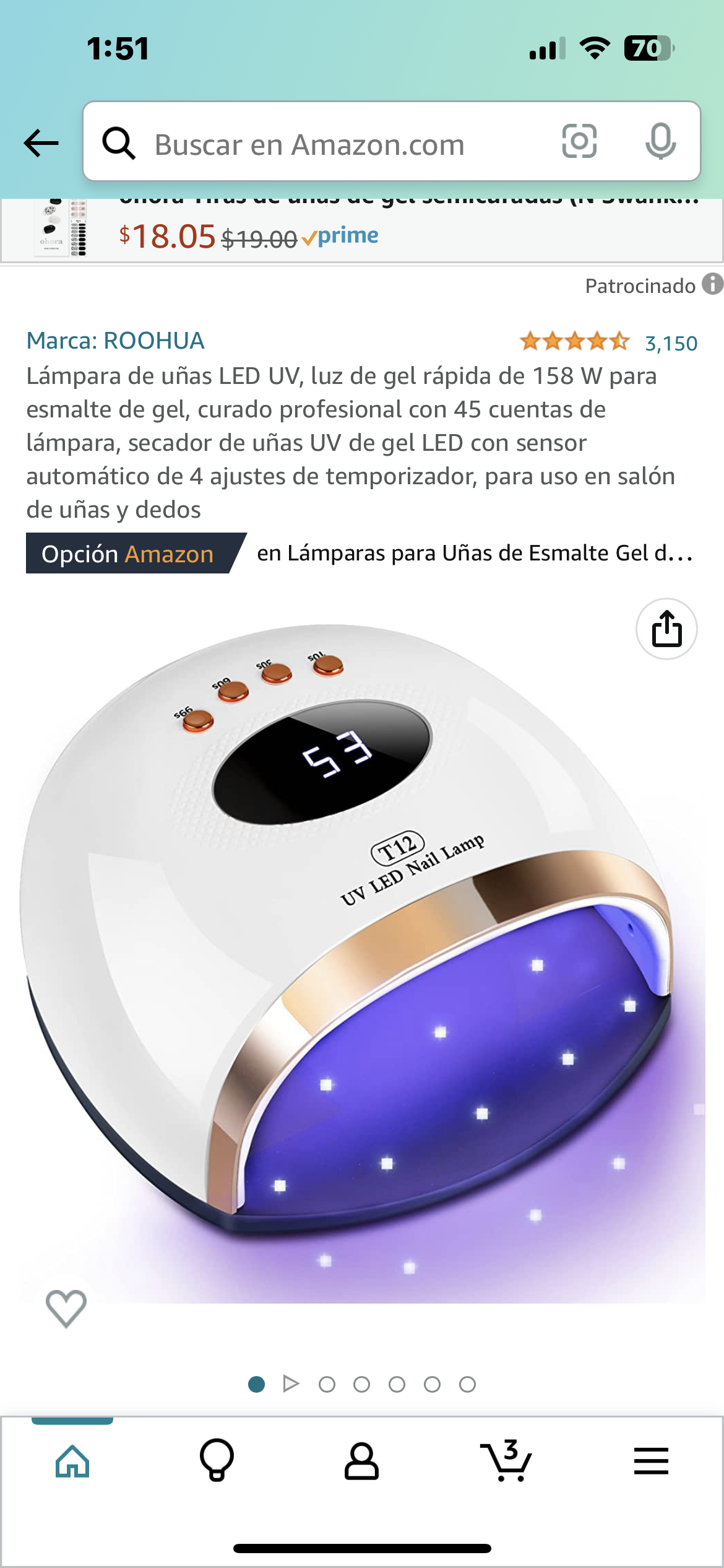 Lámpara de uñas LED UV, luz de gel rápida de 158 W