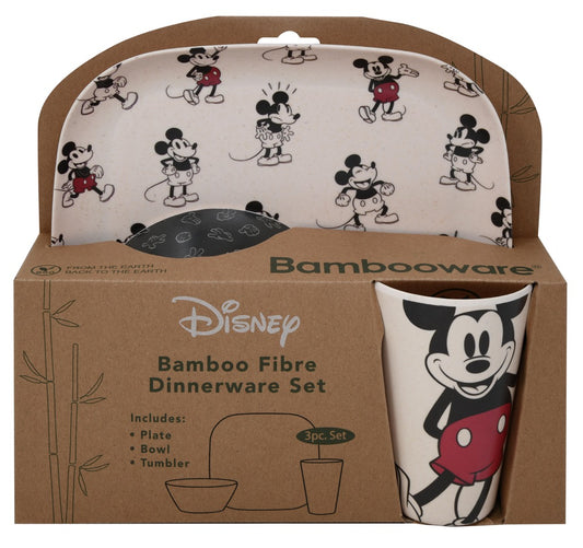 Mickey & Minnie Bamboo 3pc Dinner Set in Window Box