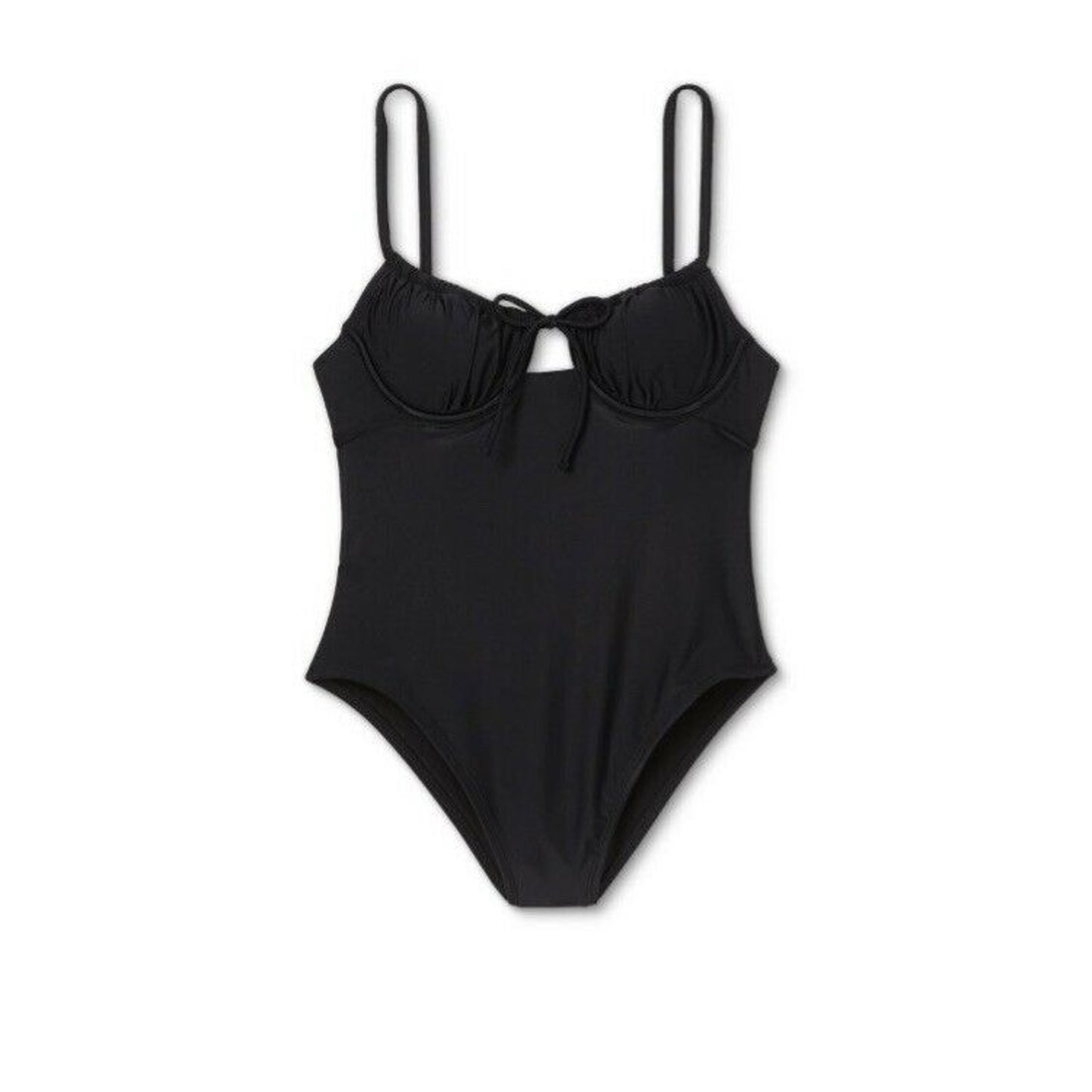 Juniors' Shirred Underwire One Piece Swimsuit - Xhilaration™ Black M