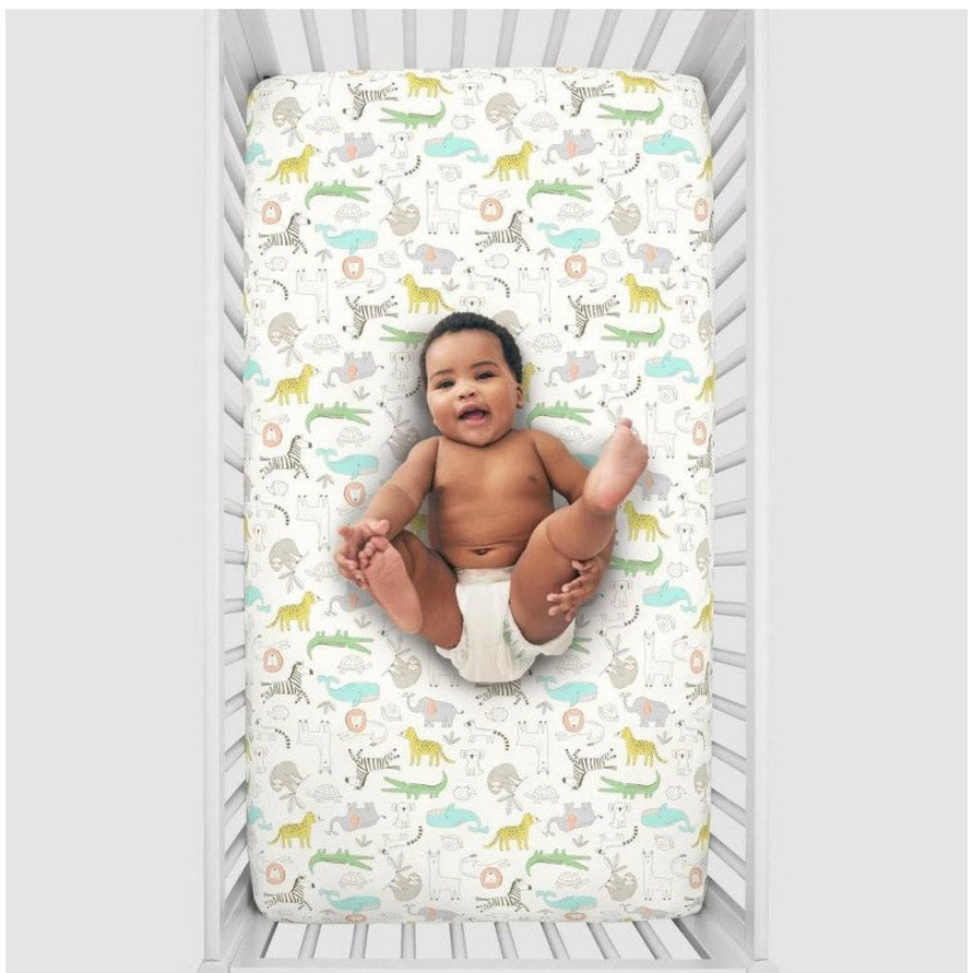Carter's Colorful Zoo Animals Super Soft Mini Crib Fitted Sheet
