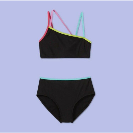 Girls' Colorblock High Waist Bikini Set - More Than Magic™ Black See Details