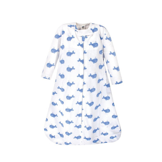 Hudson Baby Infant Boy Long Sleeve Cotton Jersey Sleeping Bag, Blue Whale 0/6 m