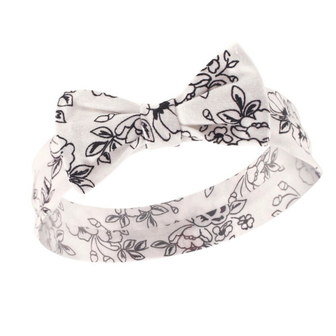 Hudson Baby Infant Girl Cotton Headbands 5pk, Toile, 0-24 Months
