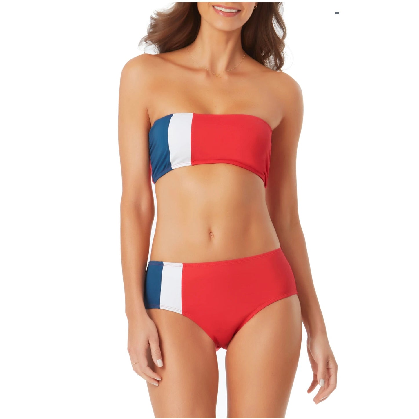 Anne Cole Colorblock Bandeau Bikini Top M