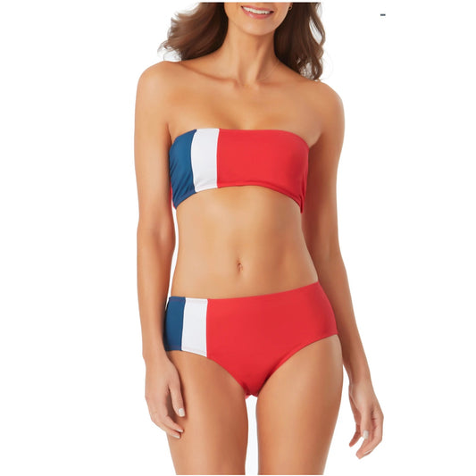 Anne Cole Colorblock Bandeau Bikini Top M